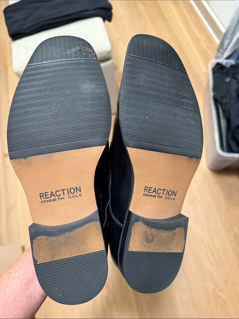 Kenneth Cole Reaction Black Leather Lace-Up Settle Oxford, size 11